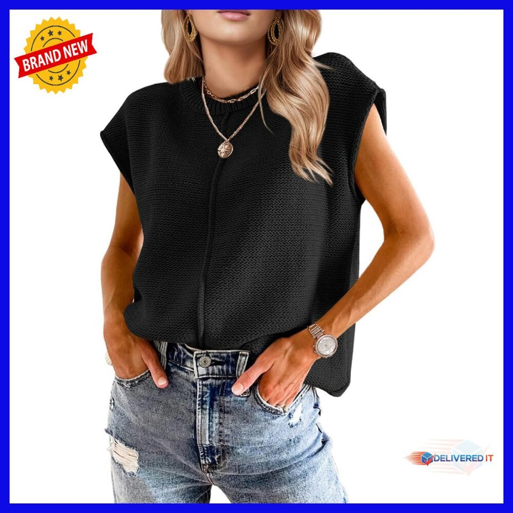 Crochet Cap Sleeve Vest Sweater - Boho Western Style - Size M